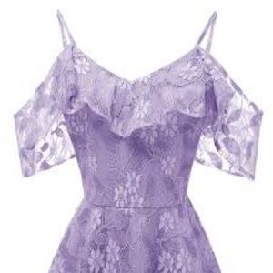 Lavender Lace Floral Fit-and-Flare Dress - Women's